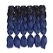 Dingxiu (3Packs,24inch) Ombre Braiding Hair Extensions Afro Jumbo Braids Synthetic Fiber Hair Two Tone Twist Braiding hair 100g/Pack (Black-Dark Blue)