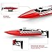 FunTech Radio Controlled 2.4GHz High Speed 18 MPH Electric RC Boat for Pools Bathtubs Lakes, Red - Best Gifts for Kids and Adults