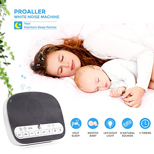 Sound Machine Sleep Therapy, White Noise Machine with Night Light for Sleeping, Adult, Baby, Office Privacy, 4 Timers, 8 Natural Smoothing Music, USB Output Portable Sound Machine Traveler