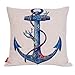 Kingla Home Square Pillow Cases Cotton Linen Couch Cushion Covers Decorative Zippered Throw Pillow Covers 18 X 18 Inch Blue Rusty Anchor with Coral