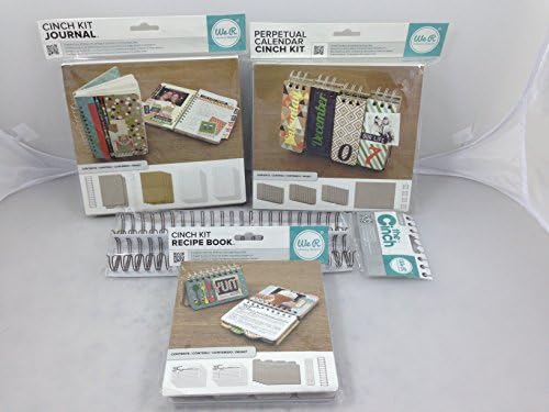 We R Memory Keepers Cinch Kit Bundle: Cinch Journal Kit, Cinch Perpetual Calendar Kit, Cinch Recipe Book Kit, and Antique Gold Cinch Wires