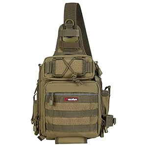 Piscifun Fishing Tackle Bag with Rod & Gear Holder, Lightweight Sling Tackle Storage Bag, Outdoor Fishing Shoulder Pack…