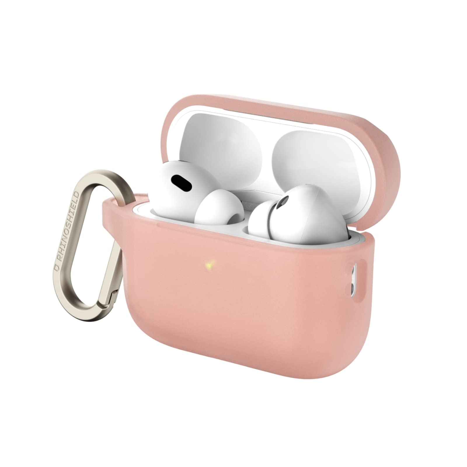 RHINOSHIELD AirPods Case with Carabiner Compatible with Apple [AirPods Pro 2] | Military Grade Drop Protection, Scratch Resistant, Wireless Charging - [Blush Pink, Standard Set]