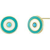 Real Turquoise Classic Evil Eye Stud Earrings Jewelry with 14K Gold Plated & 925 Sterling Silver Back Posts