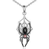 AINFQY Spider Necklace 925 Sterling Silver Moonstone Spider Pendant Necklace Halloween Spider Jewelry Gifts for Women men