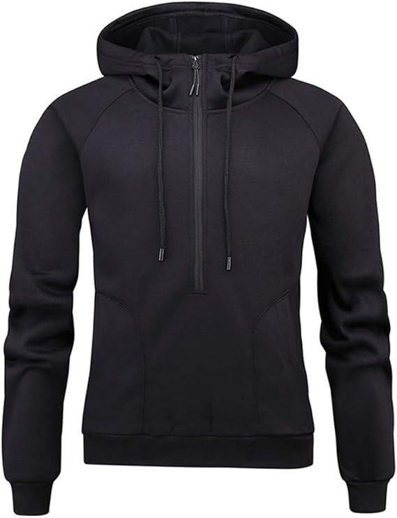 Men Hoodie 3/4 Zip Sportswear Sweatshirt Hooded Sweater Long Sleeve Pullover Men Fashion Leisure 