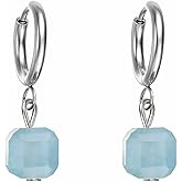 Natural Stone Earrings for Women Moonstone Lapis Lazuli Carnelian Rose quartz Dalmatian jasper Tigers eye Drop Dangle Sliver Earrings Handmade Gemstone Jewelry Gifts for Mom Girlfriend