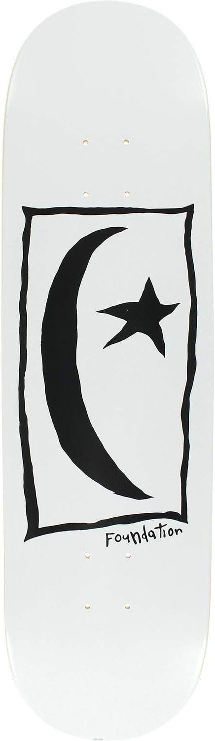 Foundation Skateboards Star & Moon Square White Skateboard Deck - 8.5" x 32.5"