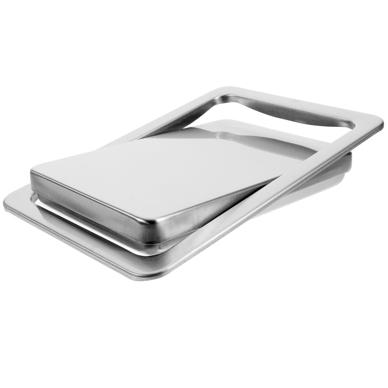 Photo 1 of Amosfun Stainless Steel Embedded Trash Bin Flap Cover Countertop Waste Chute Lid 9.05 x 6.49 x 1.29 Inch Recessed Garbage Lid for Kitchen Bathroom Office