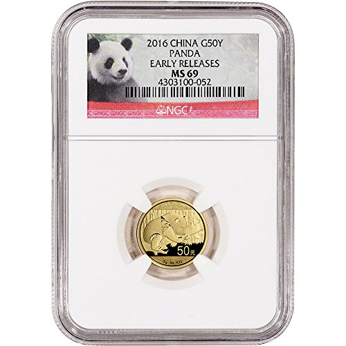 2016 CN China Gold Panda (3 g) Early Releases Panda Label 50 Yuan MS69 NGC