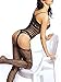 Amoretu Womens Striped Lingerie Fishnet Bodysuits Crotchless Bodystocking