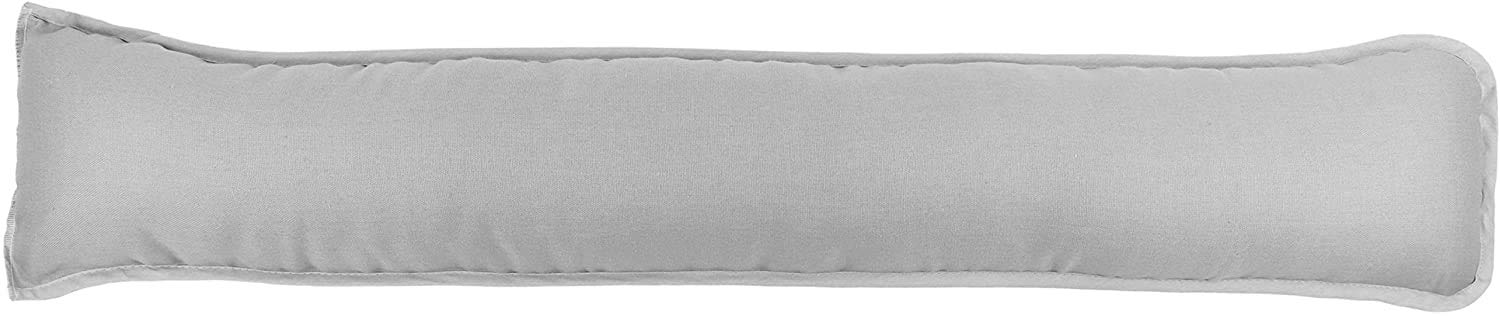 Pavla-Outlet Plain Dyed Fabric Draught Excluder Hollowfibre Filled Draught Stopper Cushion Bottom of Door/Window Draft Guard/Energy Saver Draft Insulator - 90x18cm (Silver, Pack of 1)