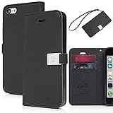iPhone 5c Case,By Ailun,Wallet Case,PU Leather Case,Credit Card Holder,Flip Cover Case[Black]