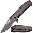 TAC FORCE Spring Assisted Folding Pocket Knife –Grey TiNite Coated Stainless Steel Blade and Handle, Frame Lock and Pocket Cl