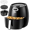 Uten-65L-Air-Fryer-1800W-with-Rapid-Air-Technology-for-Healthy-Oil-Free-Low-Fat-Cooking-Baking-and-Grilling-PlasticBlack Air Fryer Oven, Air Fryers 6.5L Uten Oil Free Fryer with Temperature Control and Timer, with Partition and Bracket…