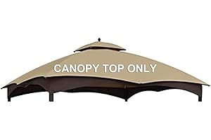 CoastShade Patio 10X12 Replacement Canopy Roof for Lowe's Allen Roth 10X12 Gazebo Backyard Double Top Gazebo (Khaki