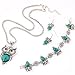 TraveT Retro Turquoise Owl Bracelet Earrings Necklace Three - pieces Jewelry Set