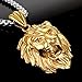COPAUL Jewelry Punk Men's Stainless Steel Animal Lion Head Shape Pendant Necklace,Gold Color