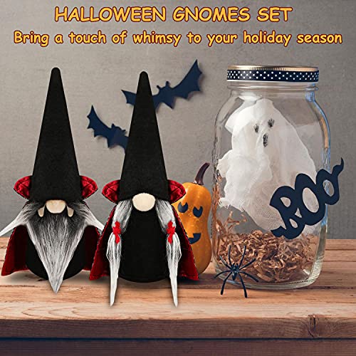 2 Pcs Halloween Witches Gnome Rudolph Dolls Halloween Plush Faceless Decorations for Kids Gift Halloween Party Home Table Decorations