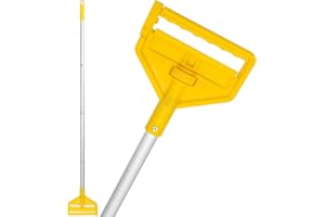 VOUBIEN Commercial Mop Handle Heavy Duty,60" Industrial Mop Stick,Wet Mops Head Replacement Holder for Professional/Industrial Floor Cleaning, Yellow