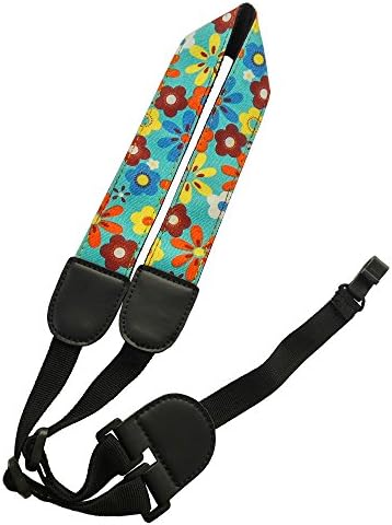 Xinlink Clip On Ukulele Neck Strap Cute Cartoon Flowers Pattern for Youth Children Small Acoustic Folk Hawaiian Guitar (Blue)