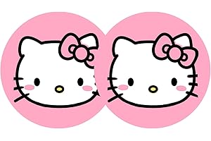 FLYEEGO Hello Pink Cat Anime Car Cup Holder Coasters - 2PCS 2.75" Cute Kitty Cat Kawaii Cartoon Silicone Car Cup Inserts for Women & Girls