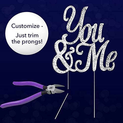 YOU&ME Romantic Crystal Silver Rhinestone Wedding, Anniversary or Vow Renewal Wedding Cake Topper Cake Decoration by FAJ - Thumbnail 3