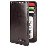 Slim Leather ID/Credit Card Holder Bifold Front Pocket Wallet with RFID Blocking - Coffee