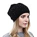 QUEENFUR Winter Cap for Women - Warm Wool Hat Cashmere Caps Knit Solid Beanies Hats (Black)