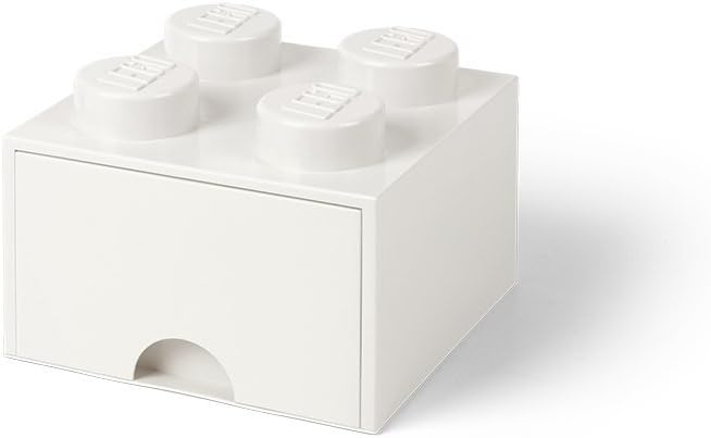 Room Copenhagen 40051735 Lego Ladrillo 4 pomos, 1 cajón, Caja de almacenaje apilable, 4,7 l, Legion/White, 25 x 25 x 18 cm: Amazon.es: Hogar