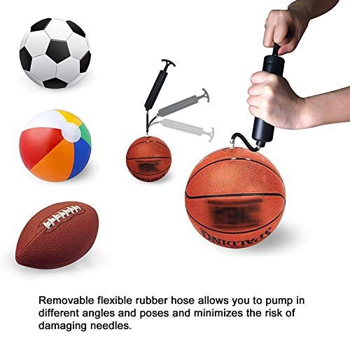 MINGRU Ball Pump for Basketball, Soccer, Volleyball, Rugby, Water Polo Ball & Other Inflatables Air Pump, Needles and Nozzles Included (3 Pack - Blue+Green+Orange, 8")