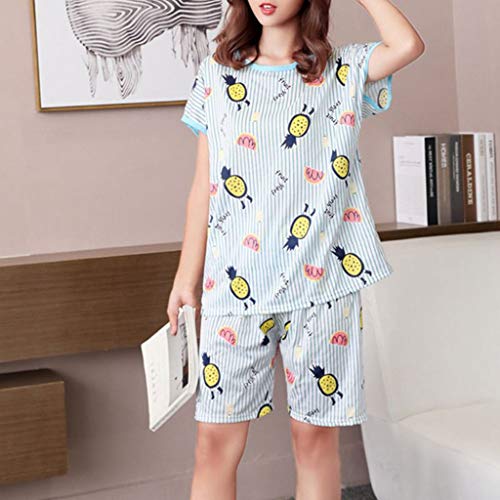 image for JJHYDZ Ice Man made fiber New Women Summer Pajamas Arranged Short Slee