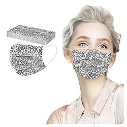 50 Pack Lace Pattern Disposable Face_Masks with 3