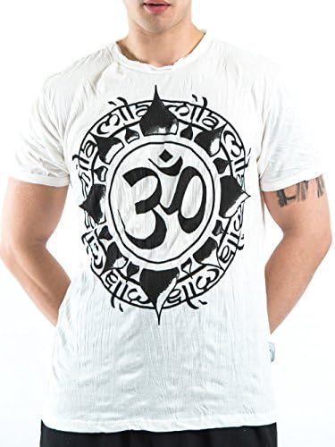 Sure Design Men's Infinitee Ohm Crinkled Cotton T-Shirt (X-Large, White)