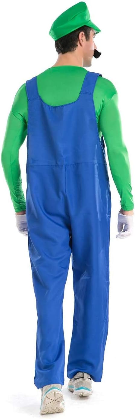 Minetom Super Mario Costume, Mario Halloween Costume for Halloween Christmas Party Cosplay(Green, L): Clothing