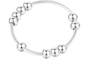 SERYNOW Gold Silver Fidget Ring Anxiety Rings for Women, Anxiety Relief Rings Size 5-10 Beads Fidget Spinner Anxiety Ring for Men