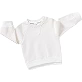 Happy Town Toddler Sweatshirt Baby Boy Girl Fall Outfits Long Sleeve Crew Neck Solid Color Top Pullover Blouse Shirt Winter Clothes (White, 4-5 Years)
