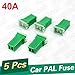 uxcell Vehicle Car Plastic Shell Straight Female Terminal Push in Blade Cartridge PAL Fuse 40Amp 32V Green 5pcs