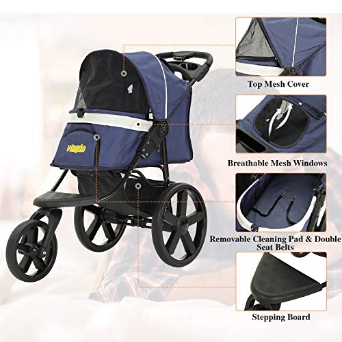 VIAGDO Luxury Dog Stroller Jogger for Small Medium Dogs & Cats, NoZip