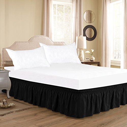 Biscaynebay Wrap Around Bed Skirts Elastic Dust Ruffles, Easy Fit