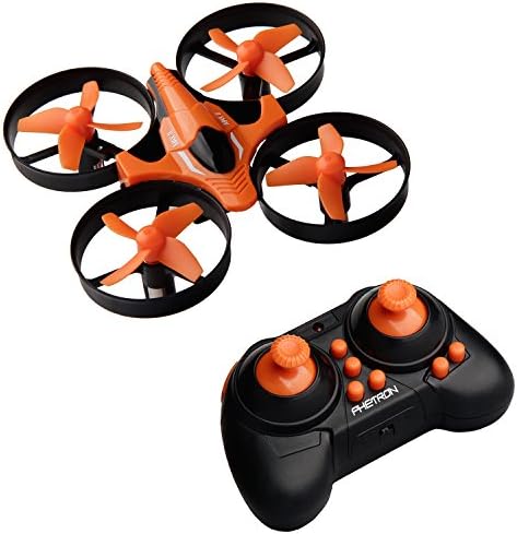 Phetron Mini RC Quadcopter Drone 2.4Ghz 4 Channels 6-Axis Gyro Anti-Crush UFO Helicopter with BONUS Battery - Brilliant LED Lights (Orange)