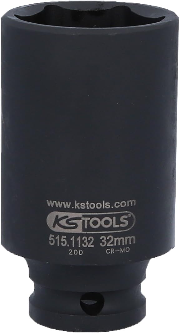 KS Tools 1/2 Inch Hexagonal Impact Socket, 32 mm, 515.1132 E