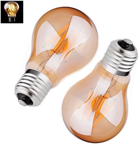 Mcden A19 Edison Globe Light Bulb 4W 40W Equivalent 120V Light Bulb for E26 Medium Base Vanity Mirror Light(Warm White 2 Packs)
