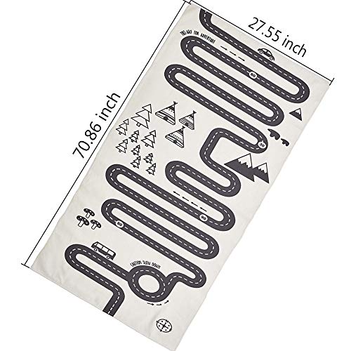 Extpro Children Area Rug Baby Floor Racing Game Rug Foldable Crawling Game Play Mat for Kids Room Decor (Road1)