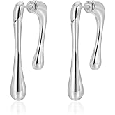 GELVTIC Teardrop Earrings for Women Chunky Gold Rhinestone Earring Cubic Zirconia Silver Hoop Water Drop Valentine's Day Jewelry for Women Friend Lover Mom