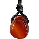 Luck Strings Carnelian Pendant Necklace for Men & Women, Adjustable Wax Cord Choker, Natural Crystal Pendant, Minimalist Boho Jewelry, Creativity-Inspired Gift