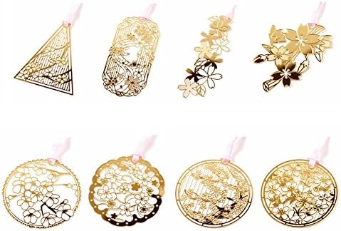 Doptou 8 Pcs Creative Sakura Metal Hollow Bookmarks Book Note Memo Marker Perfect Gift