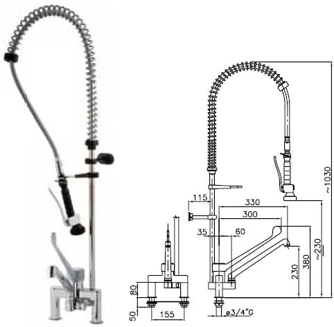 Group shower mixer tap lever doccione kitchen restaurant RS7904
