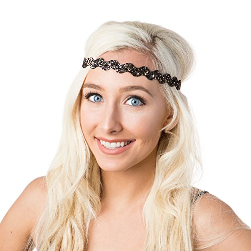 Hipsy Women's Bling Glitter Adjustable No Slip Headband Bulk Gift 10pk (Wave Neutral 10pk)