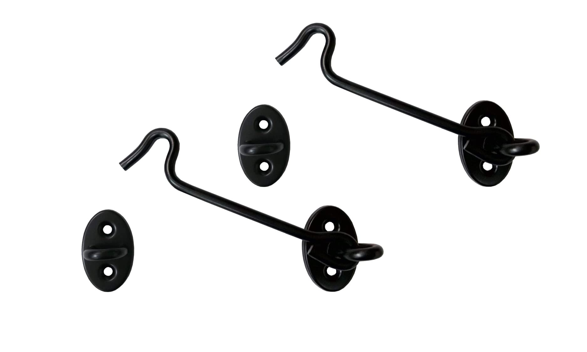 QCAA Reversible Hook, 304 Stainless Steel Cabin Hook Latch & Eye, 4 1/2", Matte Black, 2 Pack, Made in Taiwan